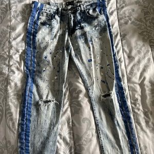 Waimea Men's Skinny Fit Acid Wash Paint Splatter Jeans Size 36/32 (Lightly Used)